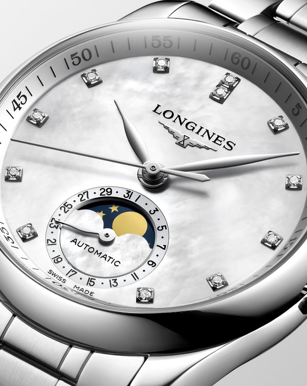 Cortina Longines Master Collection Automatic Moon-phase 34mm White Dial Steel Strap