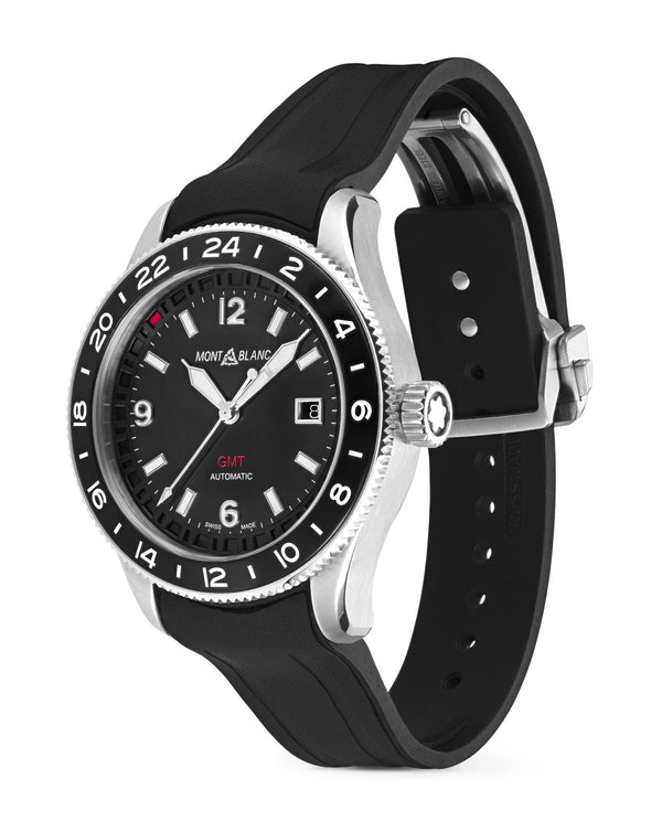 Cortina Montblanc 1858 GMT 42mm Black Dial Black Rubber Strap