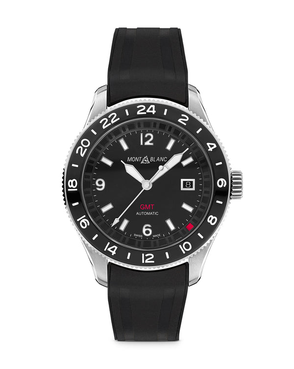 cortina Montblanc 1858 GMT 42mm Black Dial Black Rubber Strap