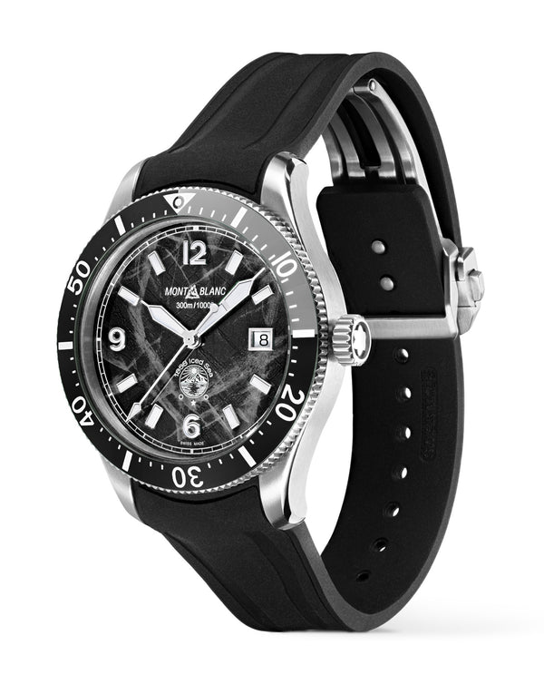 Cortina Montblanc 1858 Iced Sea Automatic Date 41mm Black Dial Black Rubber Strap
