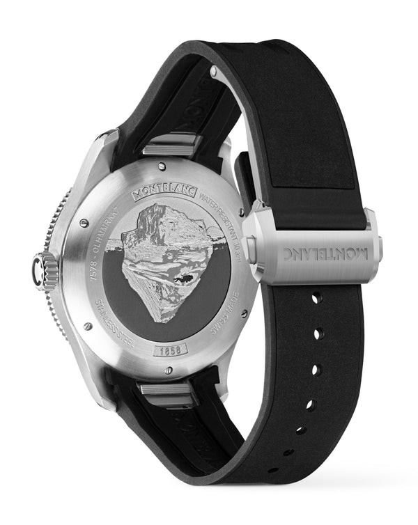 Cortina Montblanc 1858 Iced Sea Automatic Date 41mm Black Dial Black Rubber Strap