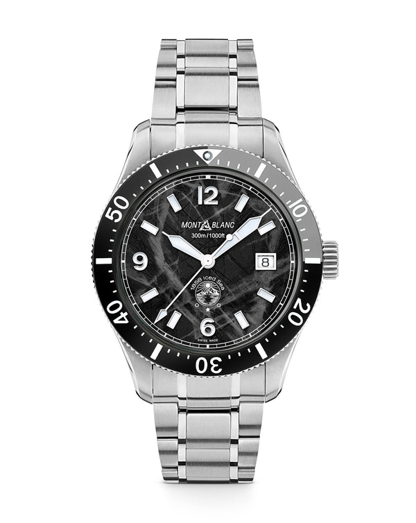 cortina Montblanc 1858 Iced Sea Automatic Date 41mm Black Dial Steel Bracelet