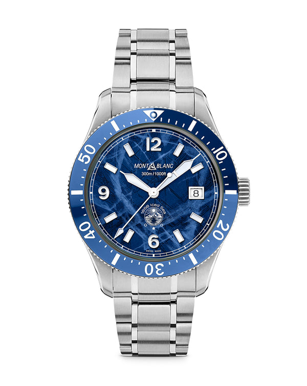 cortina Montblanc 1858 Iced Sea Automatic Date 41mm Blue Dial Steel Bracelet