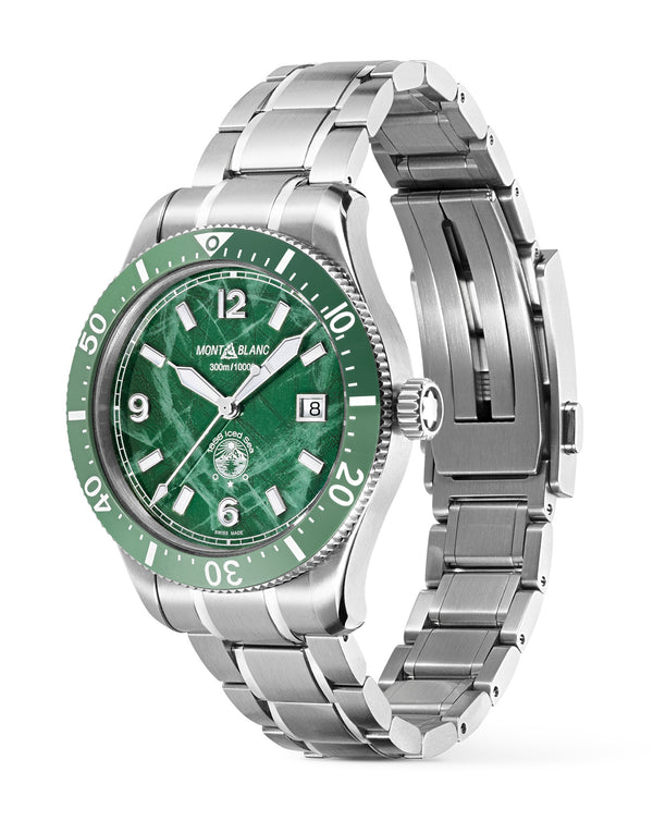 Cortina Montblanc 1858 Iced Sea Automatic Date 41mm Green Dial Steel Bracelet