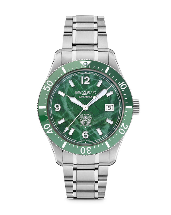 cortina Montblanc 1858 Iced Sea Automatic Date 41mm Green Dial Steel Bracelet