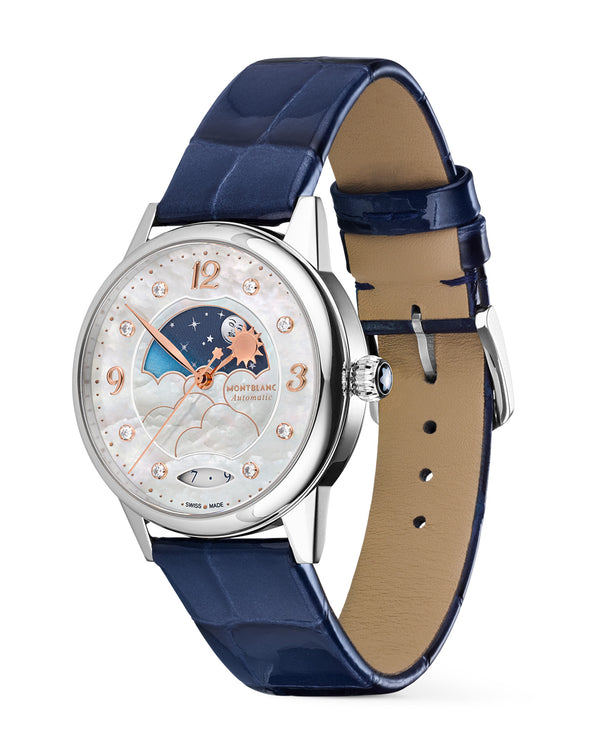 Cortina Montblanc Bohème Day & Night 34mm MOP Dial Blue Strap