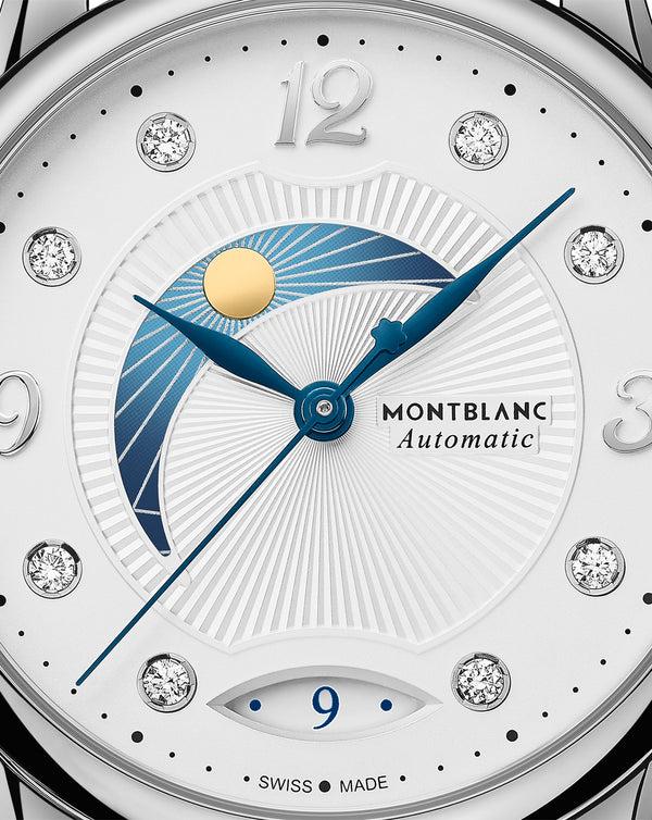 Cortina Montblanc Bohéme Day & Night 34mm Silver-White Dial Blue Leather Strap