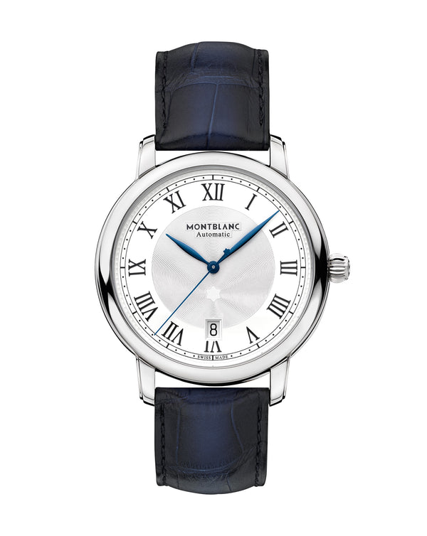 cortina Montblanc Star Legacy Auto Date 39mm Silvery Dial Leather Strap cortina Montblanc Star Legacy Auto Date 39mm Silvery Dial Leather Strap