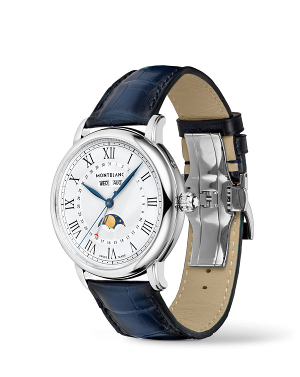 Cortina Montblanc Star Legacy Full Calendar 42mm Blue Leather Strap