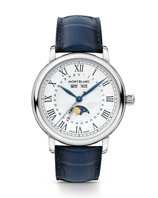 cortina Montblanc Star Legacy Full Calendar 42mm Blue Leather Strap cortina Montblanc Star Legacy Full Calendar 42mm Blue Leather Strap