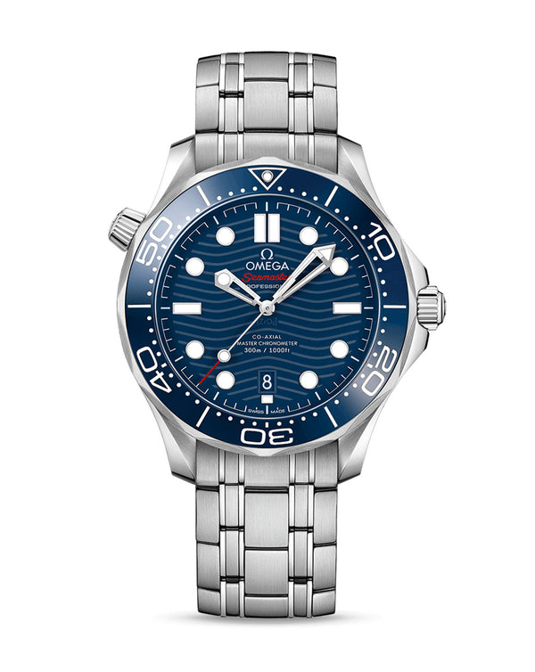 cortina OMEGA Seamaster Diver 300M Co-Axial 42mm Blue Dial Steel Bracelet