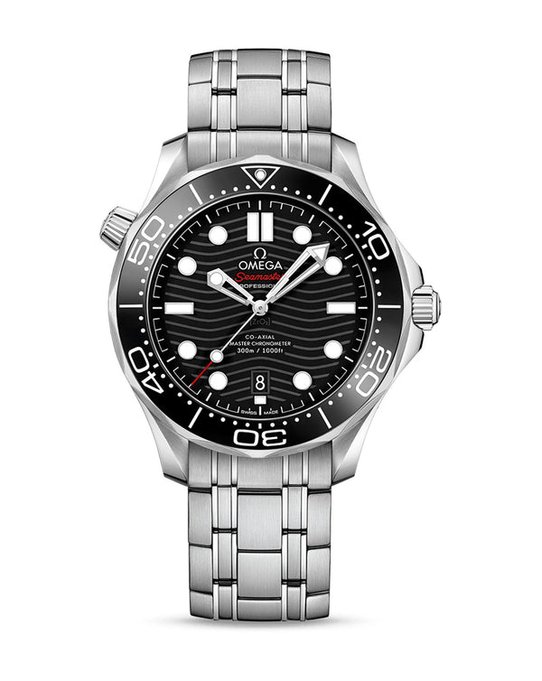 cortina OMEGA Seamaster Diver 300M Co‑Axial Master Chronometer 42mm Steel Case Black Dial Steel Bracelet