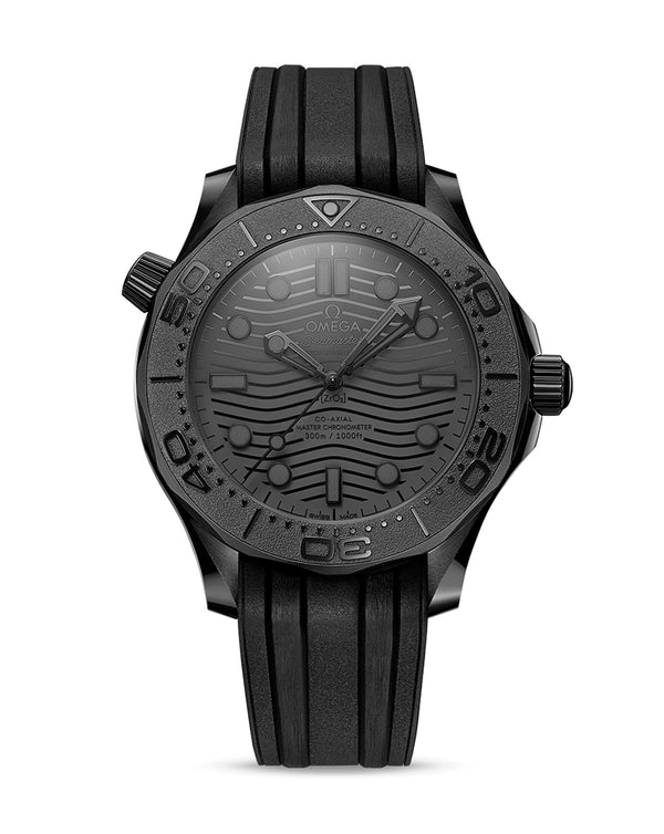 cortina OMEGA Seamaster Diver 300M Co‑Axial Master Chronometer Black Black 43.5mm Black Ceramic Case Black Dial Black Rubber Strap