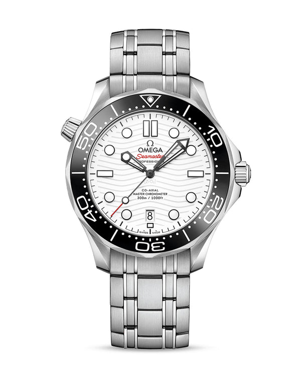 cortina OMEGA Seamaster Diver 300Mco‑Axial Master Chronometer 42mm Steel Case White Dial Steel Bracelet