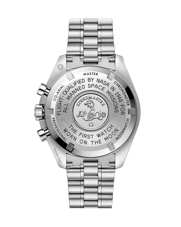 Cortina OMEGA Speedmaster Moonwatch Professional Co‑Axial Master Chronometer Chronograph 42mm Steel Case Black Dial Hesalite Crystal Steel Bracelet
