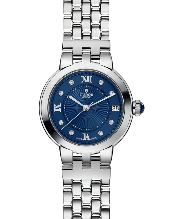 Cortina TUDOR Clair De Rose 34mm Steel Case Diamond Set Dial