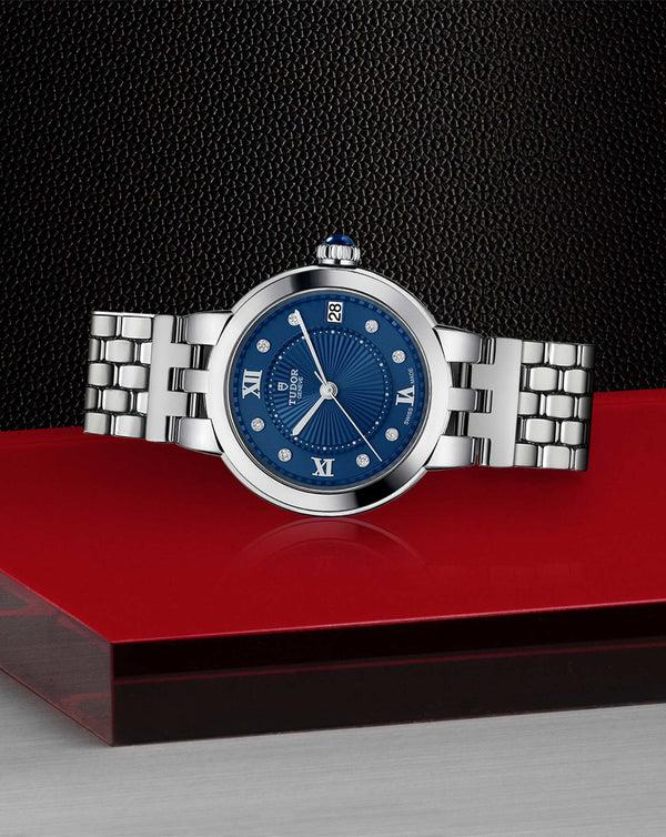 Cortina TUDOR Clair De Rose 34mm Steel Case Diamond Set Dial