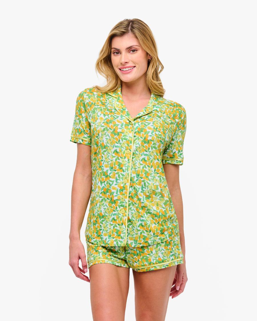 Cosabella Bella Printed Short Sleeve Top & Boxer Pajama Set