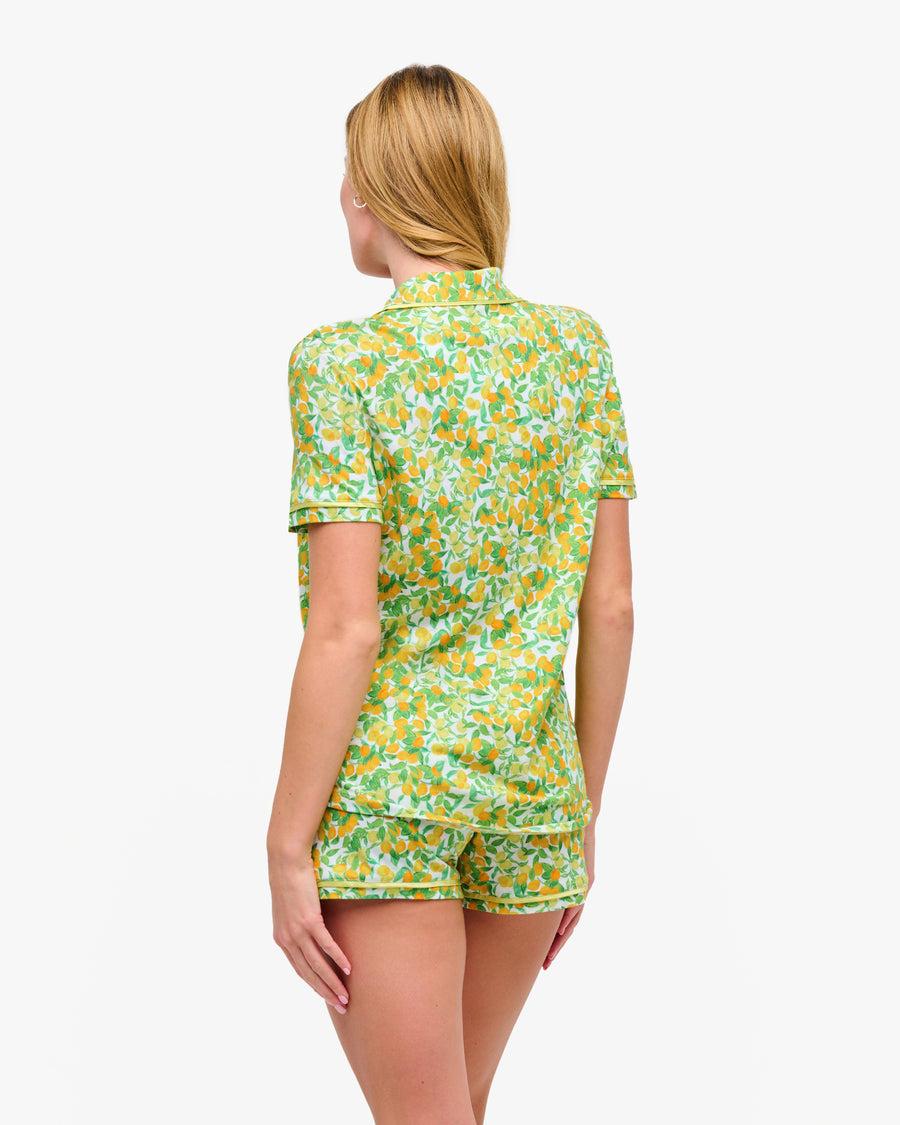 Cosabella Bella Printed Short Sleeve Top & Boxer Pajama Set