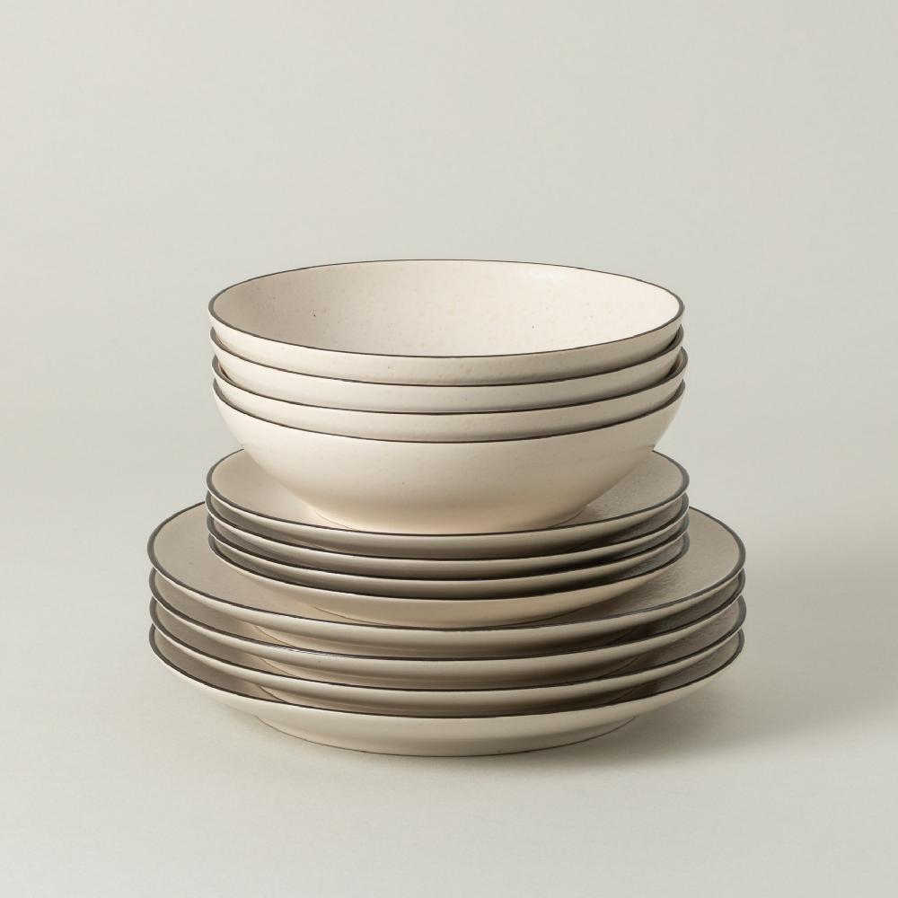 costa nova 12-piece Dinnerware Set with Soup / Pasta Bowl Augusta