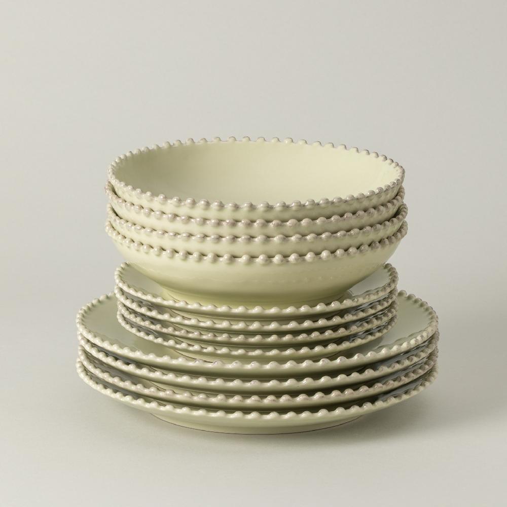 costa nova 12-piece Dinnerware Set with Soup / Pasta Bowl Pearl