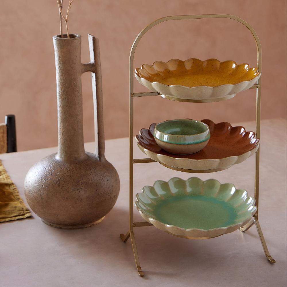 Costa Nova 3 Appetizer Plates Holder Marrakesh