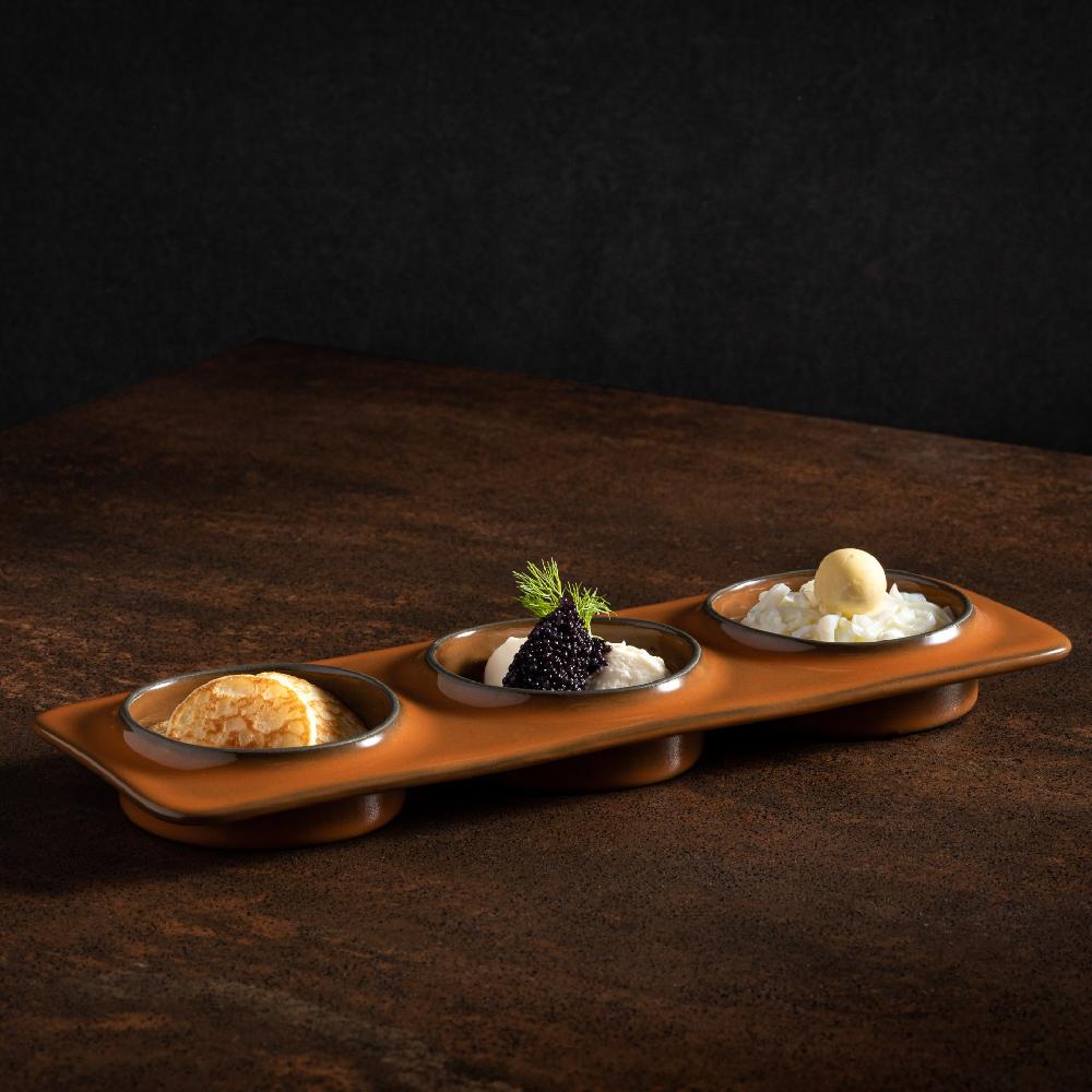 Costa Nova 3-Section Rectangular Tray Âmbar