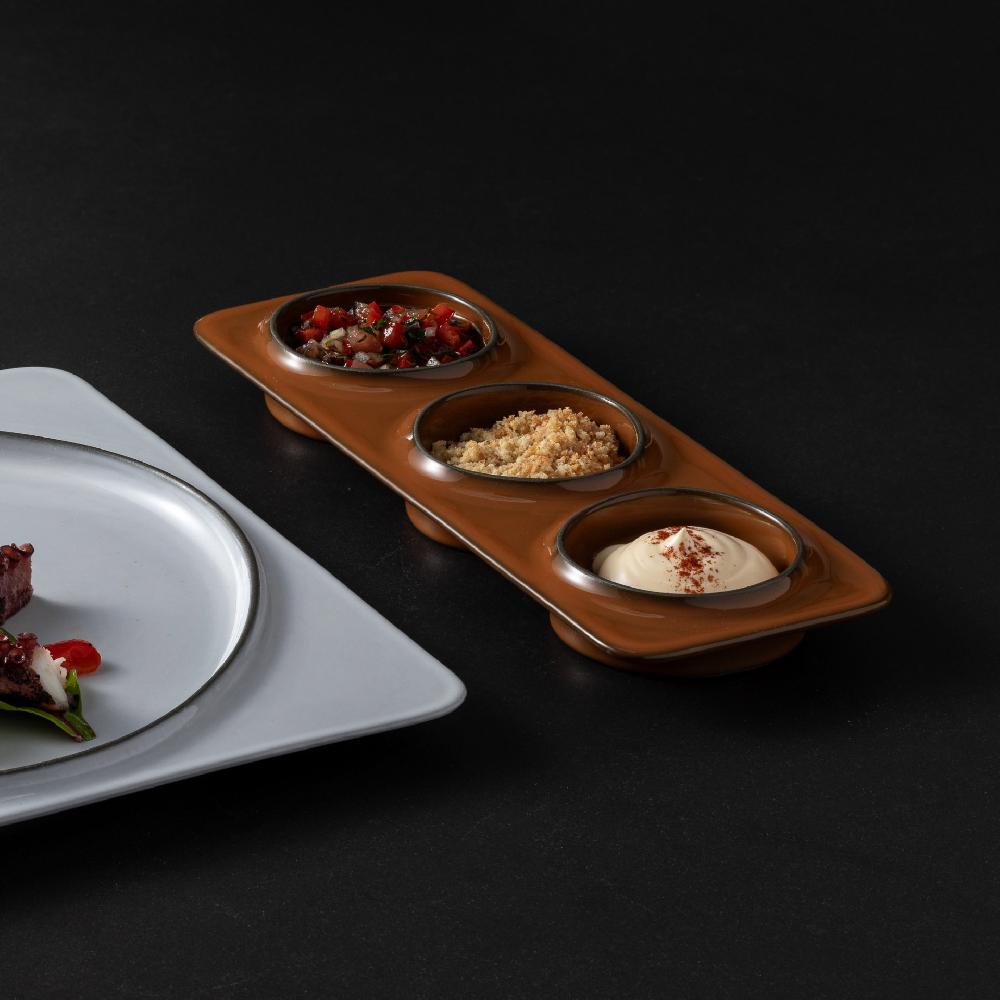 Costa Nova 3-Section Rectangular Tray Âmbar