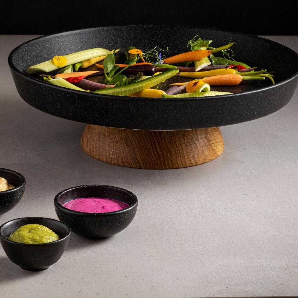 Costa Nova Footed Centerpiece / Plate With Wood Stand Boutique