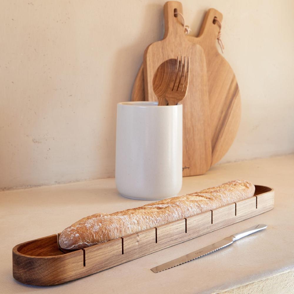 costa nova Gift Oak Baguette Board with Knife Pacifica by Casafina