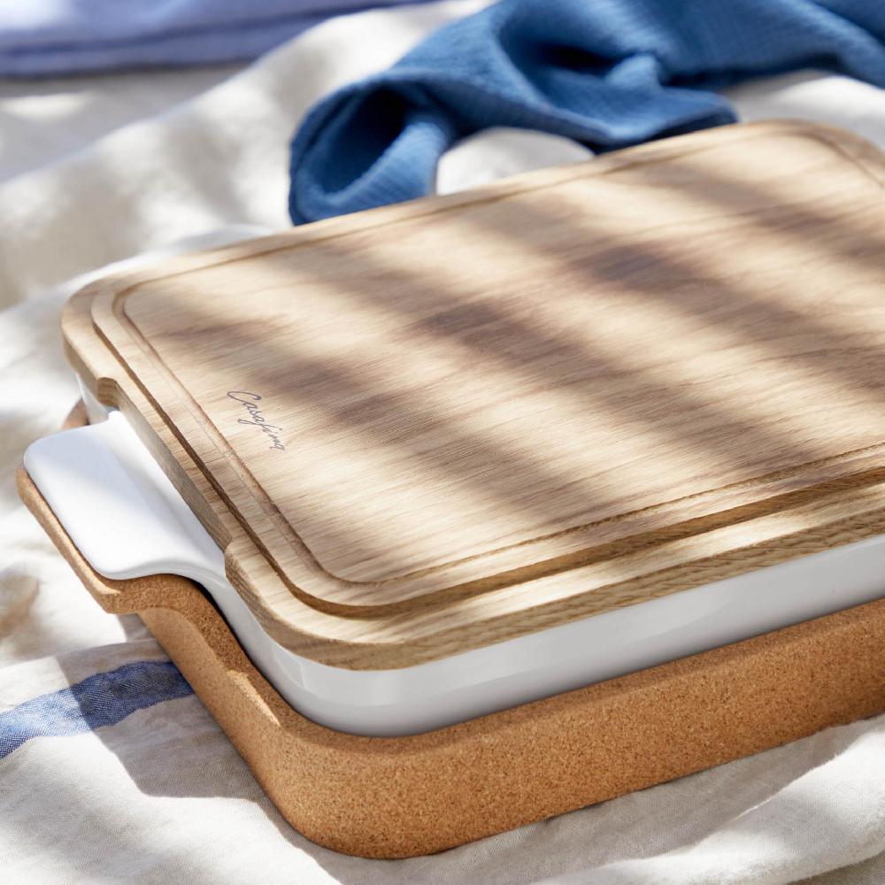 Costa Nova Gift Rectangular Baker With Cork Tray Ensemble By Casafina