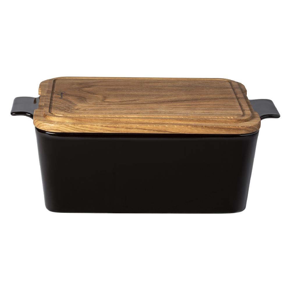 costa nova Gift Rectangular Bread Box with Oak Wood Ensemble by Casafina
