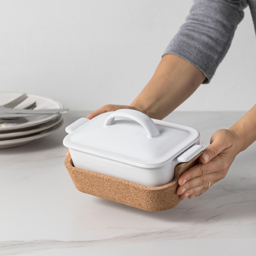 Costa Nova Gift Rectangular Covered Casserole With Cork Tray Ensemble By Casafina