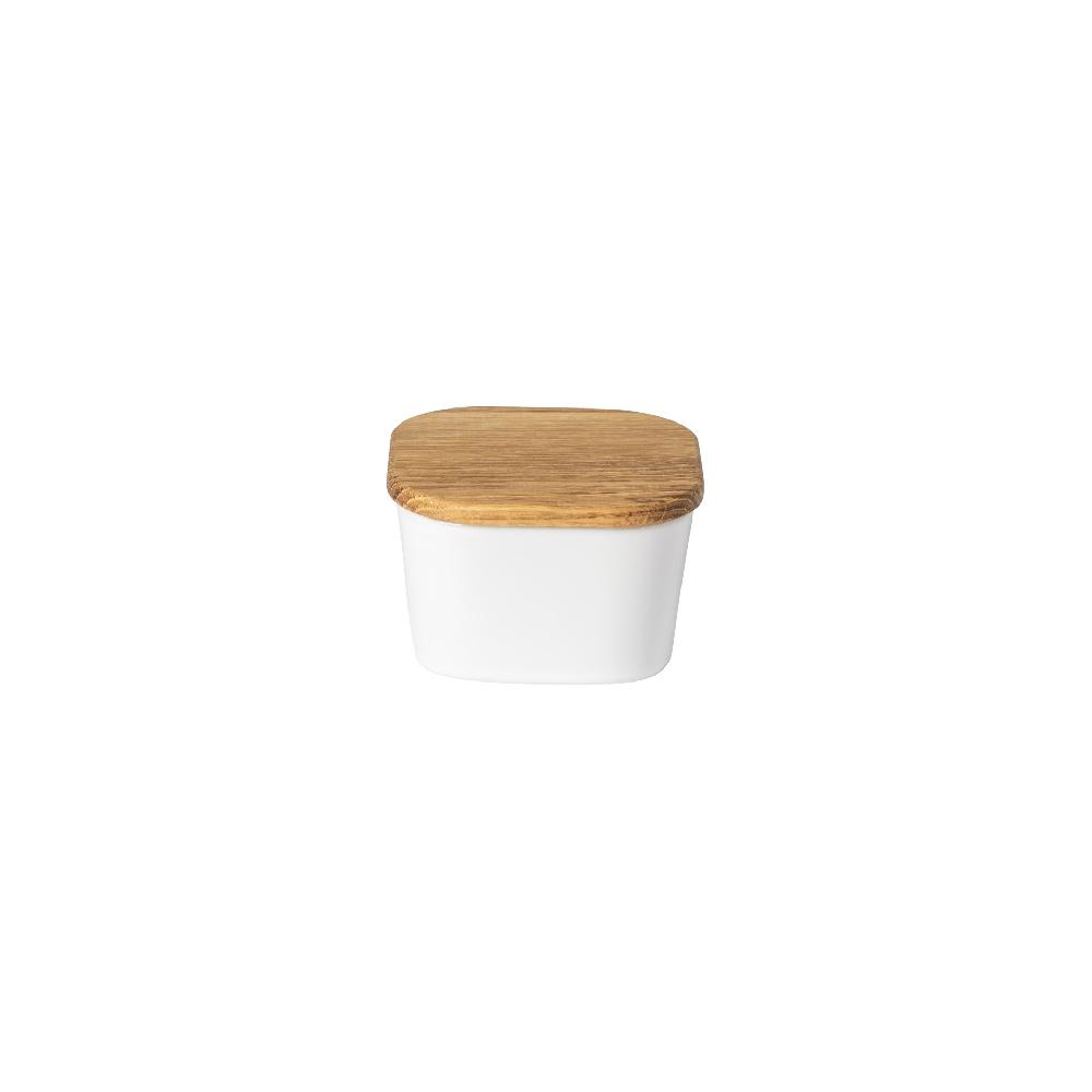costa nova Gift Square Salt Cellar with Oak Wood Lid Ensemble by Casafina