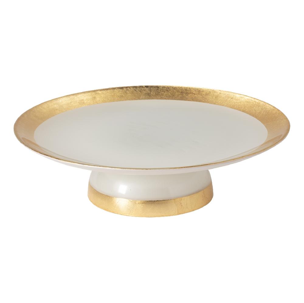 costa nova Glass Band Gold Footed Plate Camilla by Casafina
