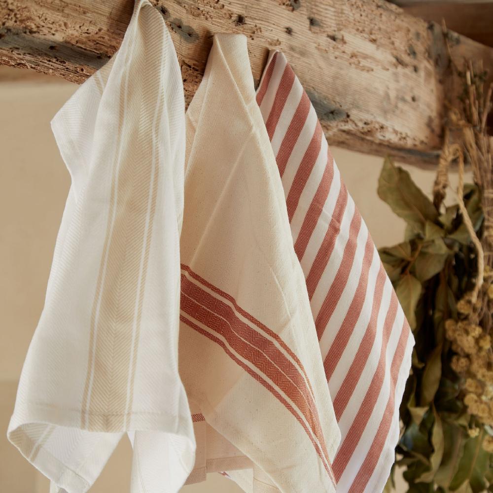 Costa Nova Kitchen Towel Herringbone Stripes 100% Cotton Alessa By Casafina