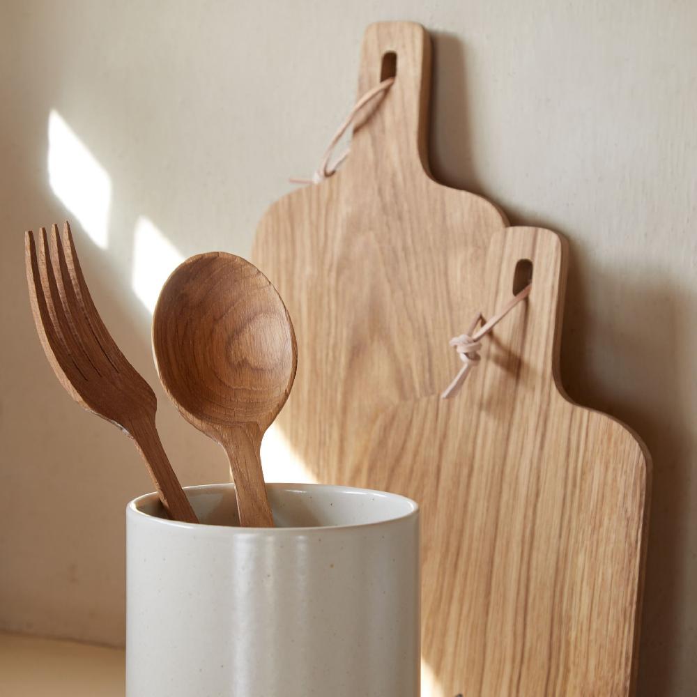 Costa Nova Oak Wood Spoon And Fork Set Oak Wood Kitchen Utensils By Casafina