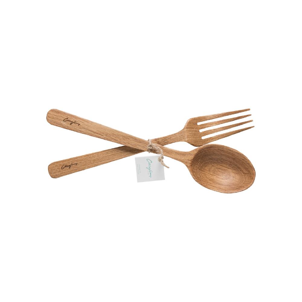 costa nova Oak Wood Spoon And Fork Set Oak Wood Kitchen Utensils by Casafina