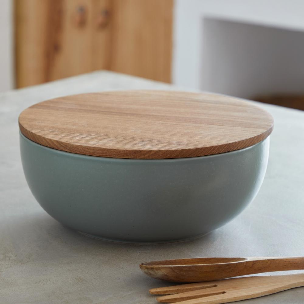 costa nova Serving Bowl with Oak Wood Lid / Cutting Board Pacifica by Casafina