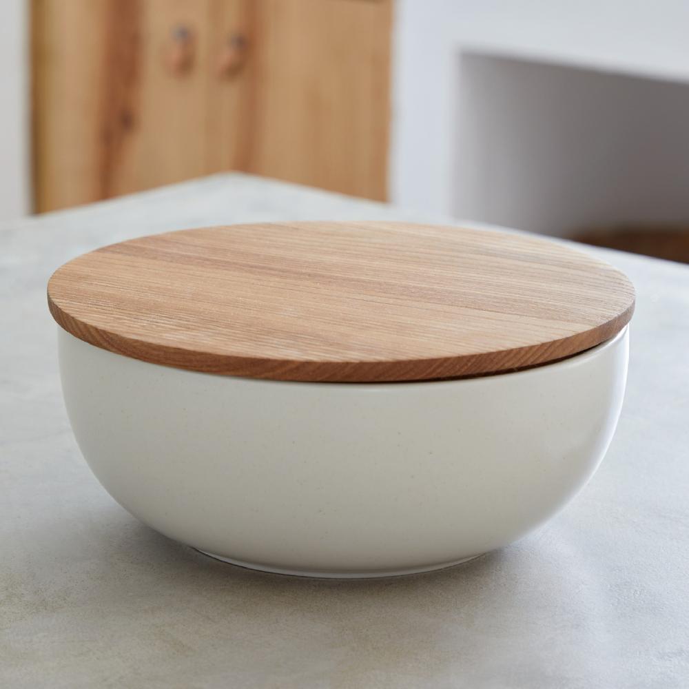 costa nova Serving Bowl with Oak Wood Lid / Cutting Board Pacifica by Casafina