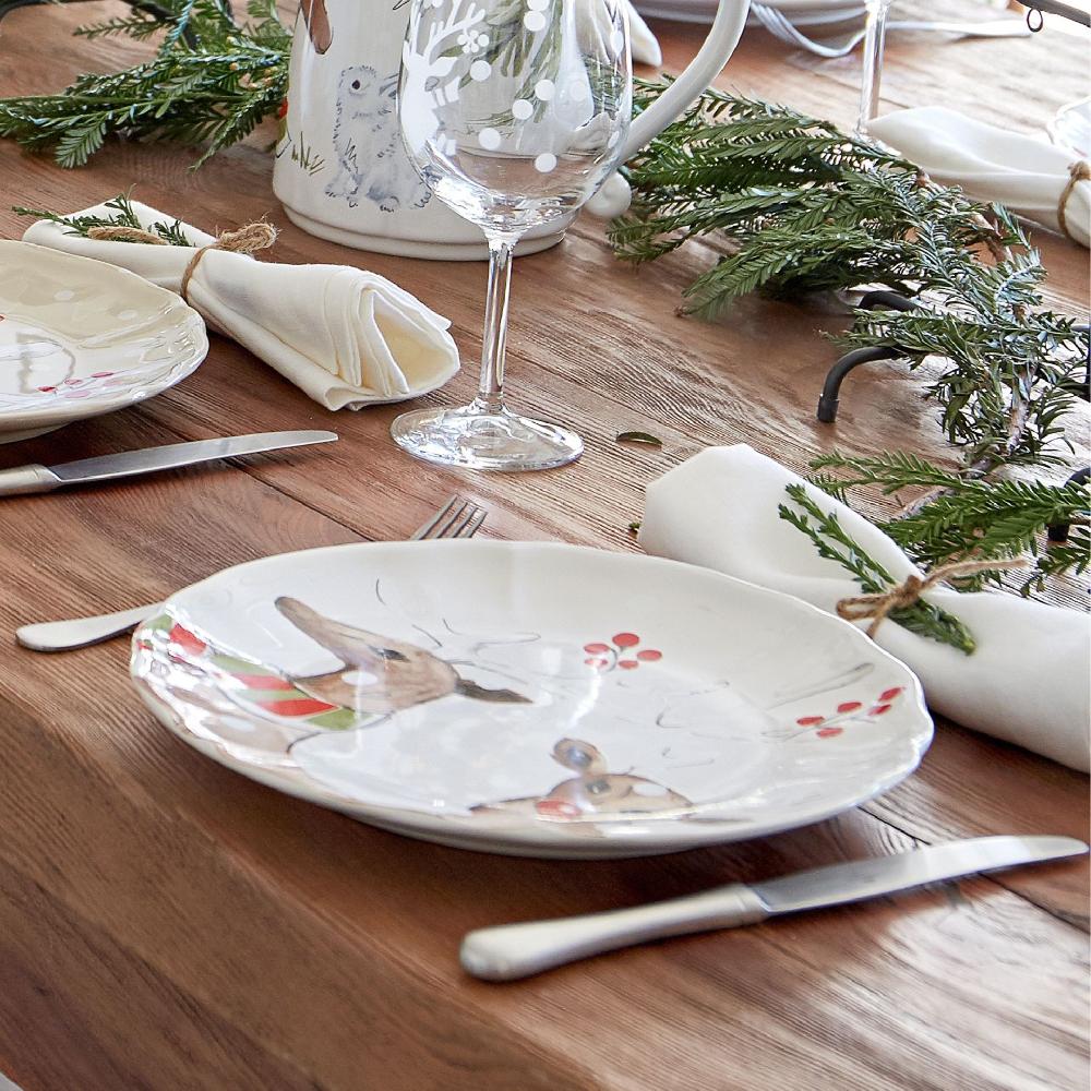 Costa Nova Set 4 Dinner Plates Deer Friends Casafina By COSTA NOVA