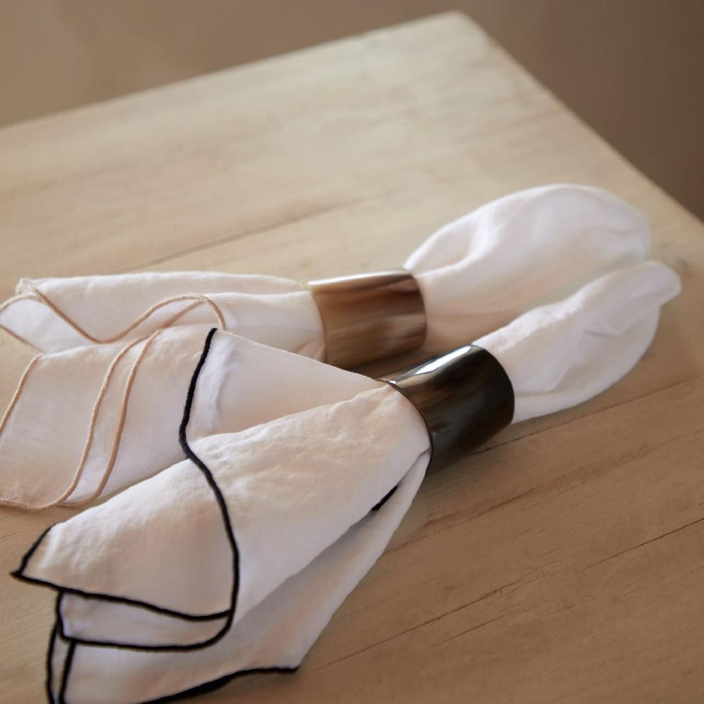 Costa Nova Set 4 Round Horn Napkin Rings Napkin Ring Collection - Horn