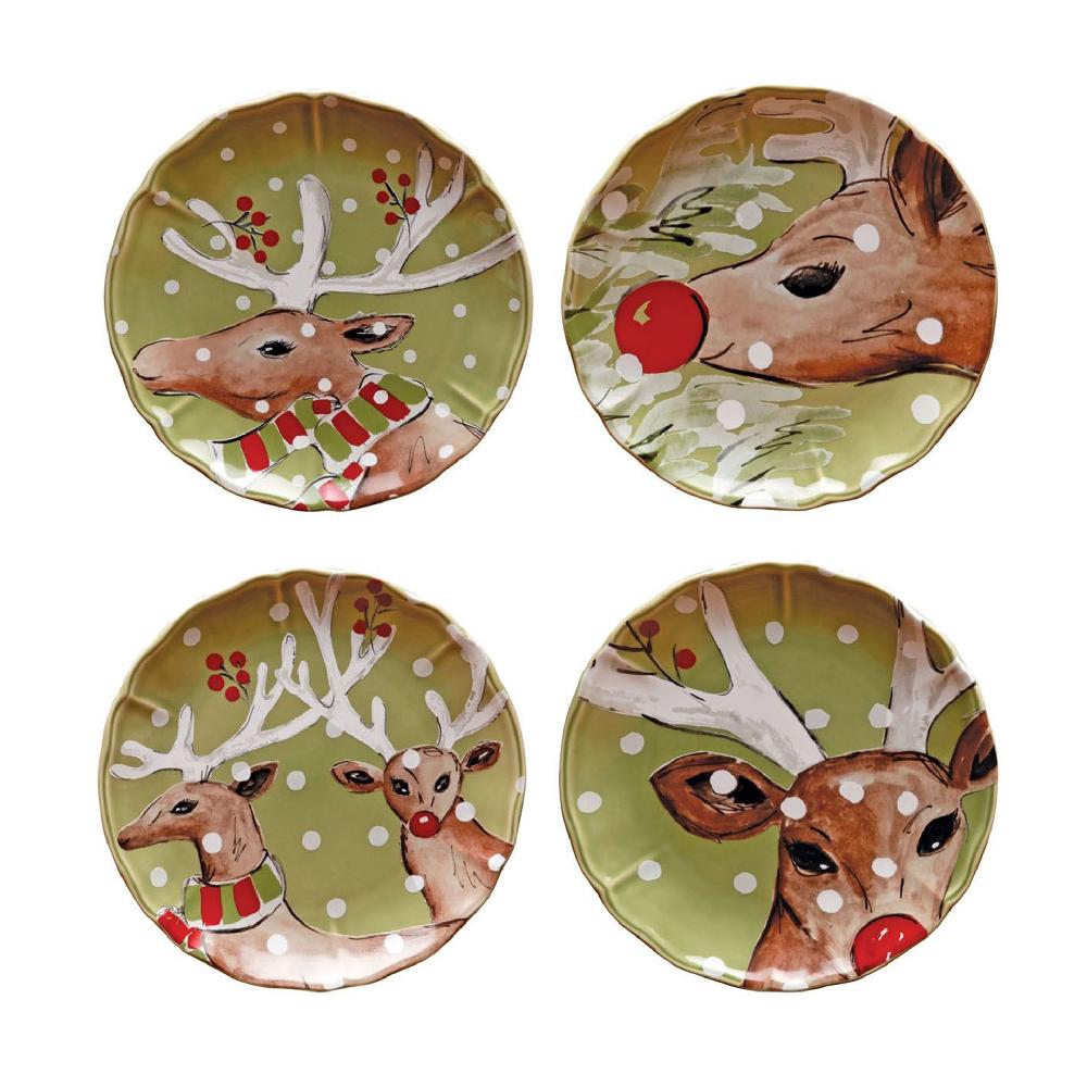 costa nova Set 4 Salad Plates Deer Friends Casafina by COSTA NOVA