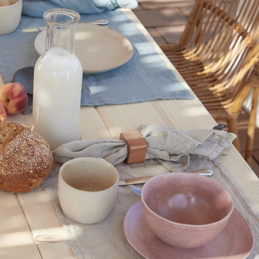 Costa Nova Set 4 Square Wood Napkin Rings Napkin Ring Collection - Wood