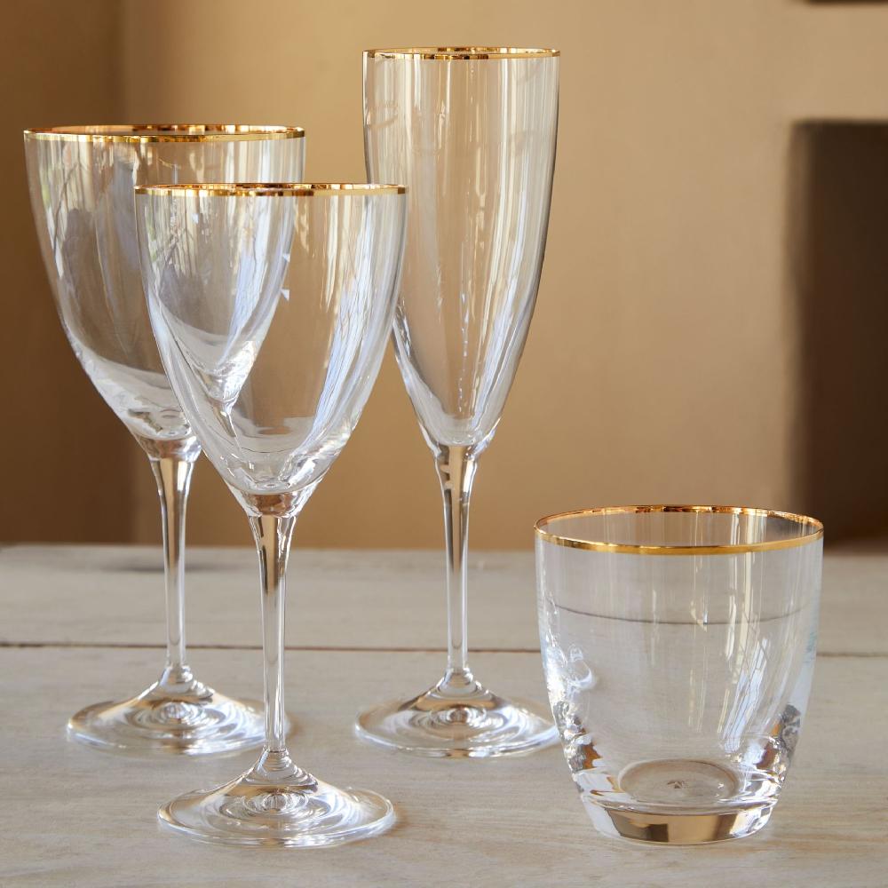 Costa Nova Set 6 Flutes With Golden Rim Sensa Casafina By COSTA NOVA