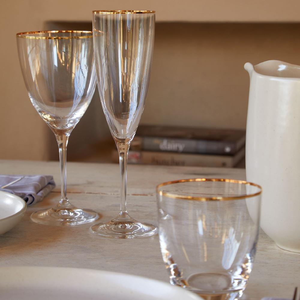 Costa Nova Set 6 Flutes With Golden Rim Sensa Casafina By COSTA NOVA