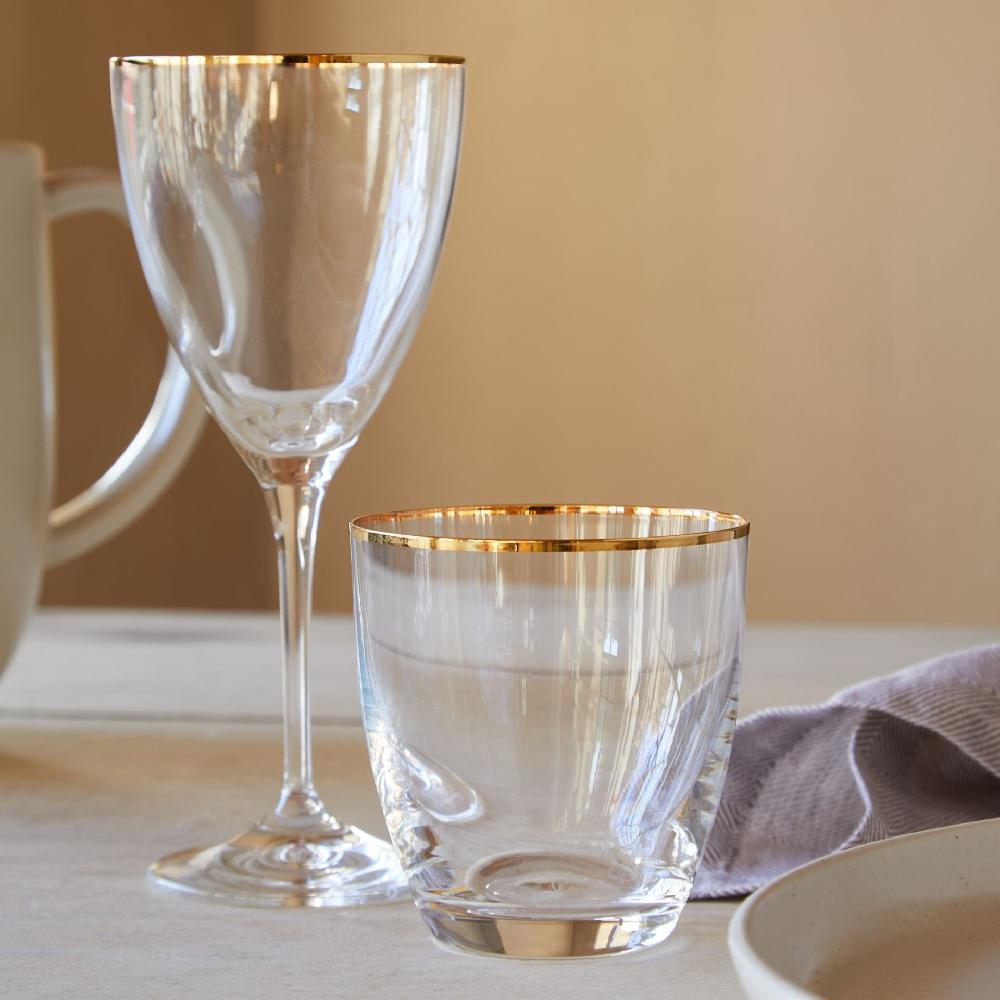 Costa Nova Set 6 Wine Glasses With Golden Rim Sensa Casafina By COSTA NOVA