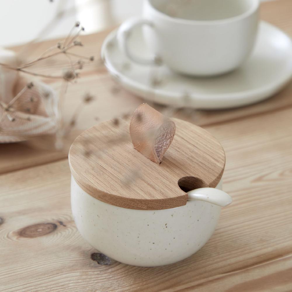 costa nova Sugar Bowl with Spoon and Wood Lid Pacifica by Casafina