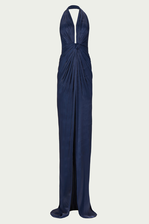 Costarellos Colette Lurex Georgette Halterneck Gown