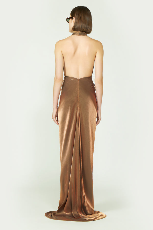 Costarellos Colette Lurex Georgette Halterneck Gown